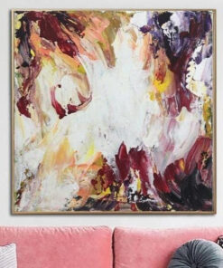 Large Abstract White Painting On Canvas Red Painting Expressionist Art Colorful Textured Canvas Contemporary Art Handmade Art | IMPULSIVE ENVIRONMENT