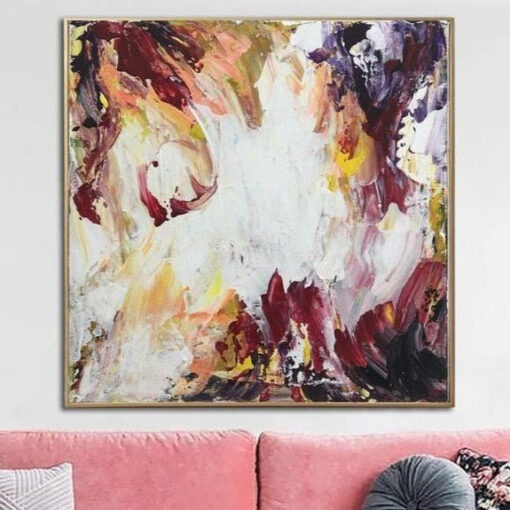Buy Large Abstract White Painting On Canvas Red Painting Expressionist Art Colorful Textured Canvas Contemporary Art Handmade Art | IMPULSIVE ENVIRONMENT online shopping cheap