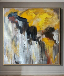 Large Abstract Yellow Paintings on Canvas Modern Original Painting Contemporary Art Textured Hand Painted Art | SUN BEYOND THE CLOUDS