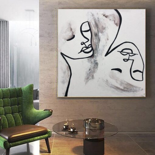 Buy Large Acrylic Abstract Painting Black And White Canvas Wall Art Human Abstract Painting Canvas Painting Acrylic | TRANQUILITY online shopping cheap