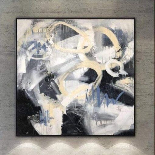 Buy Large Acrylic Black And White Paintings On Canvas Framed Wall Art | DANCE IN THE DARK online shopping cheap