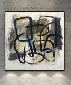 Large Beige Oil Painting On Canvas Modern Wall Art Abstract Fine Art Contemporary Wall Decor | MEETING OF TWO STRANGERS