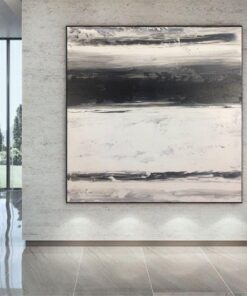 Large Black And White Painting On Canvas Abstract Wall Art Original Wall Decor | ROAD CANVAS