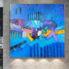 Buy Large Blue Paintings On Canvas Abstract Graffiti Painting Original Handmade Painting Ukraine Artist | BLUE GRAFFITI online shopping cheap