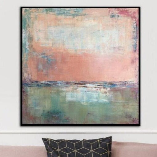 Buy Large Canvas Art Ocean Painting Abstract Canvas Paintings Pink Abstract Artwork Modern Abstract Painting | PINK DAWN online shopping cheap