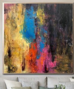 Large Canvas Wall Art Abstract Extra Colorful Wall Art Frame Abstract Painting Original Modern Art Wall Decorations | GHOST FIRE