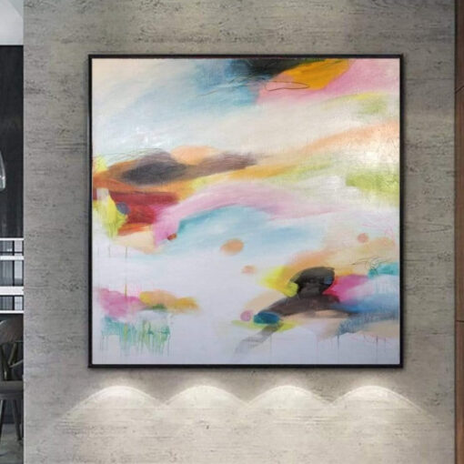 Buy Large Colorful Painting On Canvas White Abstract Art Contemporary Wall Art | WATERCOLOR SUNSET online shopping cheap