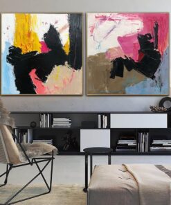 Large Colorful Paintings on Canvas Vibrant Wall Art Personalized Painting 40×80 Art Diptych Wall Art for Aesthetic Room Decor | REBEL WATER