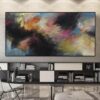 Buy Large Colorful Wall Art Abstract Oil Painting Canvas Black Wall Art Textured Painting Contemporary Wall Art for Fireplace Wall Decor | PEAL OF SHADOW online shopping cheap