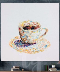 Large Cup Of Coffee Painting Colorful Oil Painting Abstract Modern Art | NEEDED BREAK