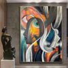 Buy Large Figurative Art on Canvas: Abstract Faces Painting in Custom Size as Modern Textured Wall Art for Living Room Wall Decor | SOUL MATES online shopping cheap