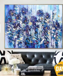 Large Flowers Artwork Paintings On Canvas Purple Painting Purple Modern Textured Painting Oil Painting Modern Artwork Decor | PURPLE FIELD 23.6“x31.5"