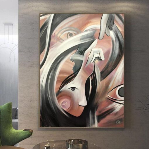Buy Large Framed Art Figurative Art Abstract Painting On Canvas Original Artwork Grey Acrylic | SOUL MAGIC online shopping cheap
