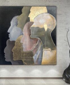 Large Gold Leaf Painting Humans Abstract Painting Abstract Faces Painting | UNITY