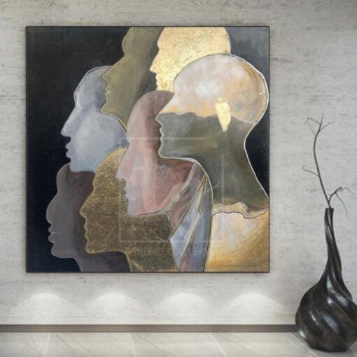 Buy Large Gold Leaf Painting Humans Abstract Painting Abstract Faces Painting | UNITY online shopping cheap