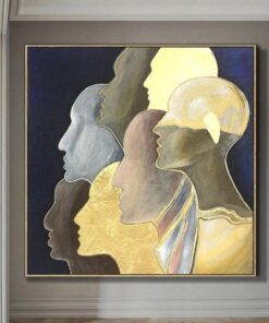 Large Gold Leaf Painting Humans Abstract Painting Abstract Faces With Gold Stroke Modern Painting Humans | UNITY