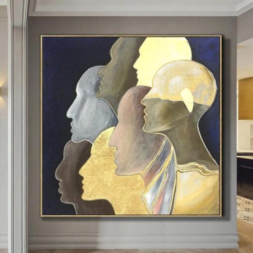 Buy Large Gold Leaf Painting Humans Abstract Painting Abstract Faces With Gold Stroke Modern Painting Humans | UNITY online shopping cheap