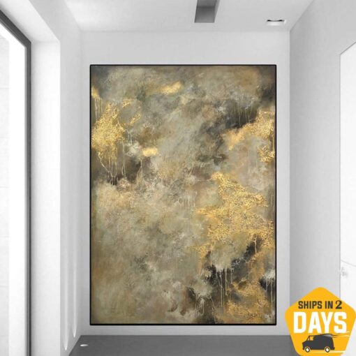Buy Large Gold Painting Abstract Painting on Canvas Gold Art on Canvas Abstract Minimalist Art Gold Oil Painting | LIQUID GOLD 46"x30" online shopping cheap