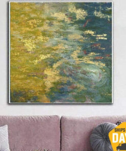 Large Green Painting Yellow Green Wall Art Abstract Canvas Art Modern Painting on Canvas Abstract Green Yellow Art | COLOUR MIXING 40"x40"