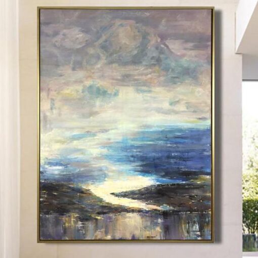 Buy Large Landscape Paintings On Canvas Original Blue Painting Abstract Blue Sea Painting Oil Modern Painting | BEYOND THE CLOUDS online shopping cheap
