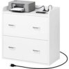 Buy Large Lateral Filing Cabinet for Home Office File Cabinet With Charging Station Files Cabinets for Documents White Free Shipping online shopping cheap