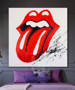 Large Lips Painting Abstract Modern Art Original Lips Abstract Artwork | ROCK