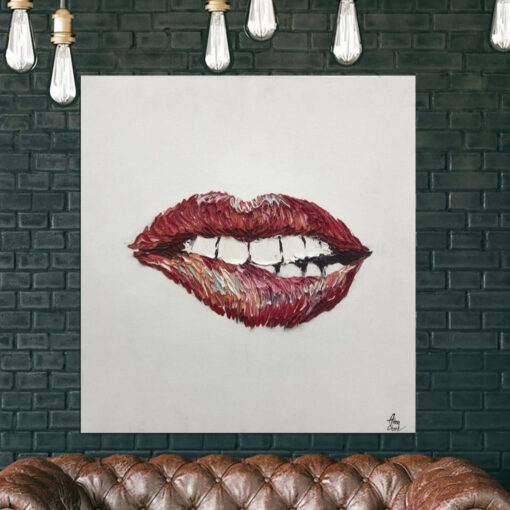Buy Large Lips Painting Red Oil Painting Abstract Modern Art Gift for Dentist | INNER FIRE online shopping cheap