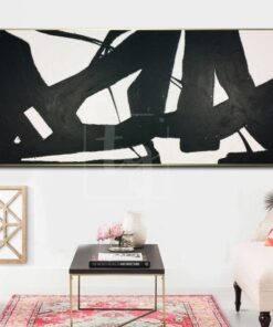 Large Modern Art Black White Abstract Painting Contemporary Art Franz Kline style | WINGED SWING