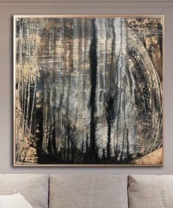 Large Oil Black Painting Abstract Modern Art Canvas Original Dark Painting Texture Wall Art Large Abstract Artwork Gold Leaf | LOFTY