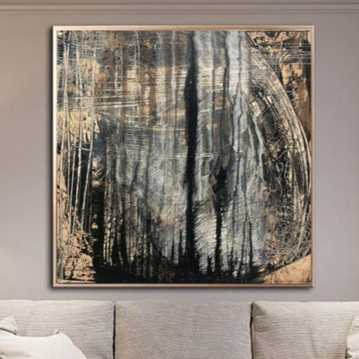 Buy Large Oil Black Painting Abstract Modern Art Canvas Original Dark Painting Texture Wall Art Large Abstract Artwork Gold Leaf | LOFTY online shopping cheap