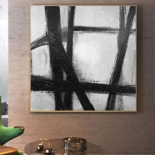 Buy Large Oil Black and White Original Geometric Franz Kline style Abstract Fine Art Wall Decor | PRIMACY online shopping cheap