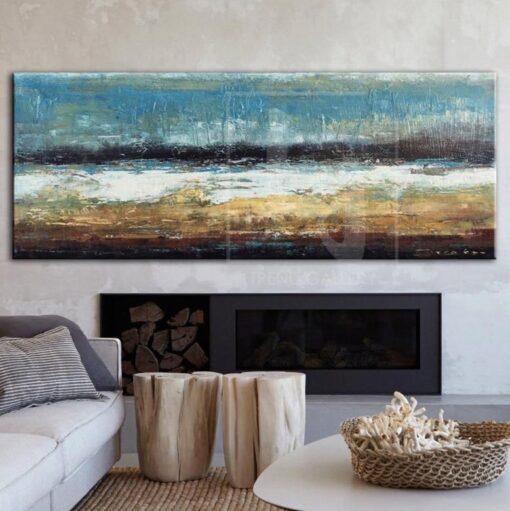 Buy Large Oil Painting On Canvas Brown Painting Blue Painting Ocean Painting | POURING RAIN online shopping cheap