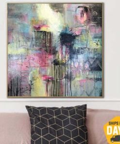 Large Oil Painting On Canvas Colorful Wall Art Purple Painting Abstract Textured Art Wall Decor Colorful Painting | THROUGH EMOTIONS 32"x32"