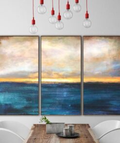 Large Oil Painting Original Canvas Blue Abstract Painting Gray Painting Sunset Painting | SUMMER SUNSET