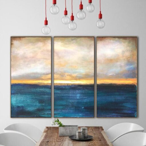 Buy Large Oil Painting Original Canvas Blue Abstract Painting Gray Painting Sunset Painting | SUMMER SUNSET online shopping cheap