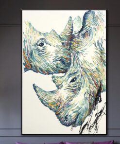 Large Oil Painting Original Canvas Rhinoceros Painting Abstract Animal Painting Rhinoceros Canvas Art Abstract Painting Original Wall Art | RHINOCEROS