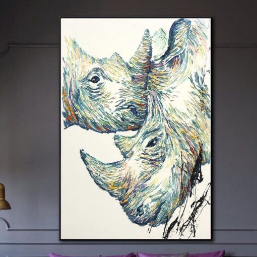 Buy Large Oil Painting Original Canvas Rhinoceros Painting Abstract Animal Painting Rhinoceros Canvas Art Abstract Painting Original Wall Art | RHINOCEROS online shopping cheap