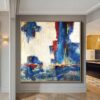Buy Large Oil Painting Original Canvas White Painting Blue Painting | FEELING HAPPINESS online shopping cheap
