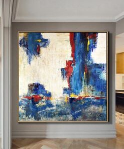 Large Oil Painting Original Canvas White Painting Blue Painting | FEELING HAPPINESS