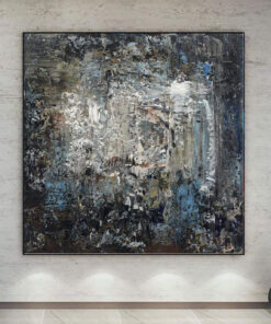Large Oil Painting on Canvas Dark Wall Art White Painting Palette Knife Artwork Abstract Expressionism Painting Wall Hanging Decor | SWIRL IMAGE