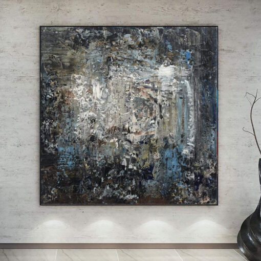 Buy Large Oil Painting on Canvas Dark Wall Art White Painting Palette Knife Artwork Abstract Expressionism Painting Wall Hanging Decor | SWIRL IMAGE online shopping cheap