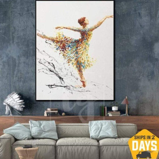 Buy Large Original Abstract Ballerina Oil Painting Dancer Impasto Paintings On Canvas Modern Contemporary Wall Art Decor | BALLERINA ORSOLA 28"x22" online shopping cheap
