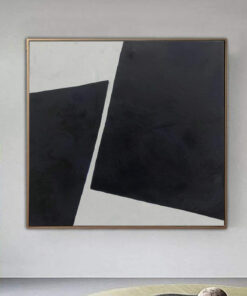 Large Original Abstract Black And White Painting On Canvas Modern Oil Fine Art Geometric Art Minimalist Wall Art | STRIKING DIFFERENCES