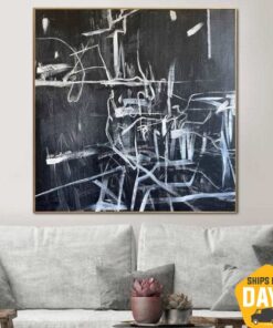 Large Original Abstract Black And White Paintings On Canvas Textured Painting Minimalist Handmade Art Oil Painting | ANOMALY 40"x40"