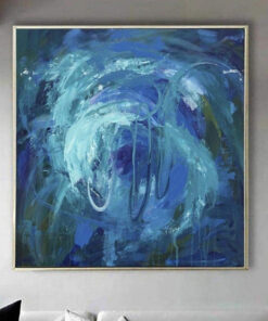Large Original Abstract Blue Paintings On Canvas Modern Fine Art Unique Wall Decor | DEEP OCEAN
