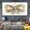 Buy Large Original Abstract Butterfly Painting Colorful Oil Paintings On Canvas Modern Wall Art Minimalist Fine Art | WING LIGHTNESS 23"x46" online shopping cheap