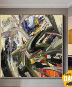 Large Original Abstract Colorful Paintings On Canvas Acrylic Oil Art Modern Wall Decor | THOUGHTS 46"x46"