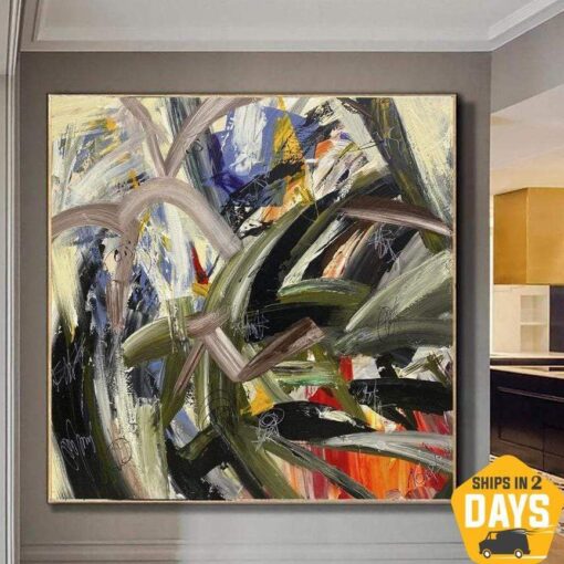 Buy Large Original Abstract Colorful Paintings On Canvas Acrylic Oil Art Modern Wall Decor | THOUGHTS 46"x46" online shopping cheap