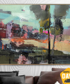Large Original Abstract Colorful Paintings On Canvas Expressionist Art Creative Vivid Textured Wall Art Handmade Oil Painting | DEPTH OF NATURE 50 37"x47"