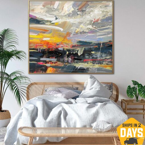 Buy Large Original Abstract Colorful Paintings On Canvas Hand Painted Art Textured Painting Expressinist Art | DEPTH OF NATURE 66 35.43"x39.37" online shopping cheap